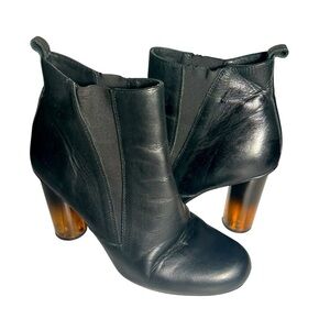 Pure Navy Made In Spain Black Leather Booties Sz 39 (8)